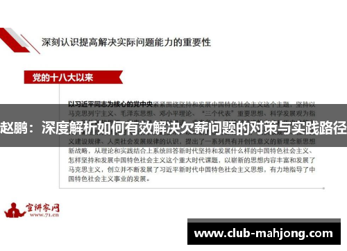 赵鹏:深度解析如何有效解决欠薪问题的对策与实践路径 赵鹏:深度解析如何有效解决欠薪问题的对策与实践路径