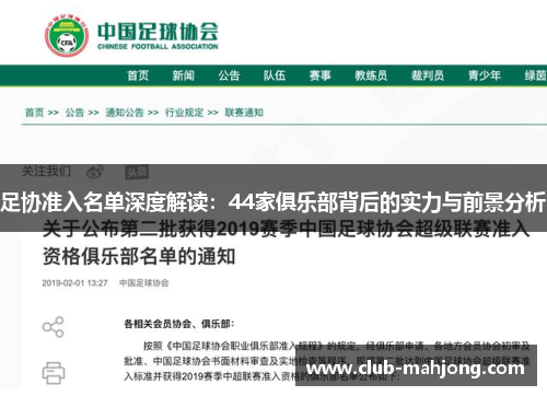 足协准入名单深度解读:44家俱乐部背后的实力与前景分析 足协准入名单深度解读:44家俱乐部背后的实力与前景分析